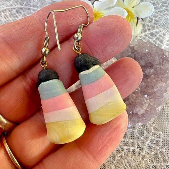 Artisan Clay Native Maiden Earrings - Picture 3 of 9